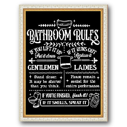 Funny Bathroom Rules Stencil Cupboard Distributing
