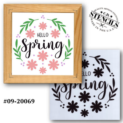 Hello Spring Floral Stencil