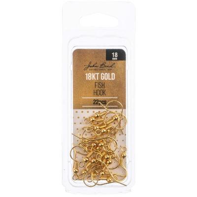 18kt Gold Fish Hook Earrings - 22pcs pack