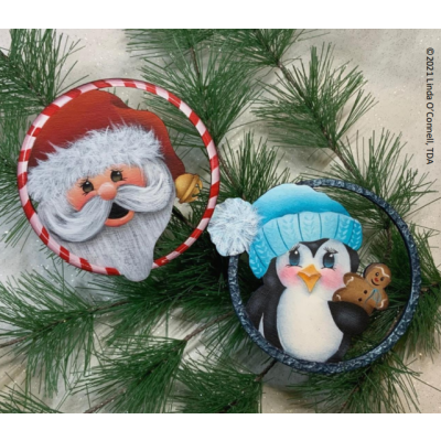 Winter in the Round Series Peppermint Santa and Ginger Penguin E-Pattern by Linda O' Connell, TDA