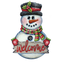 Snowman Greetings Door Hanger Pattern by Chris Haughey