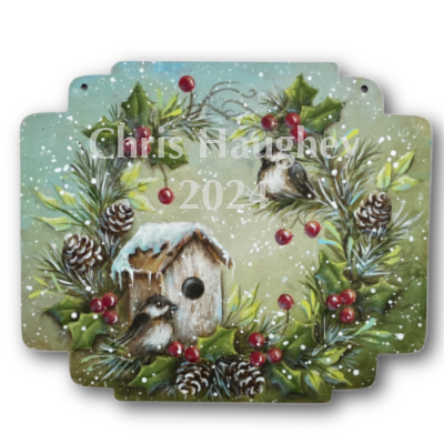 Chickadee Christmas Wreath Ornament E-Pattern by Chris Haughey
