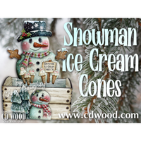 Snowman Ice Cream Cones Large Treat Box E-Pattern by Chris Haughey
