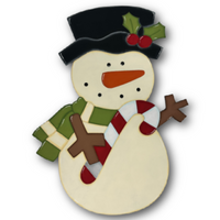 Snowman with Candy Cane Etched Plaque