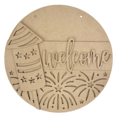 Welcome Firework Door Hanger
