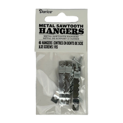 1-1/2" Silver Sawtooth Hangers - Pack of 6, Screws Included