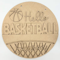 Hello Basketball Door Hanger