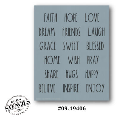 Dunn Inspired Inpirational Words Stencil