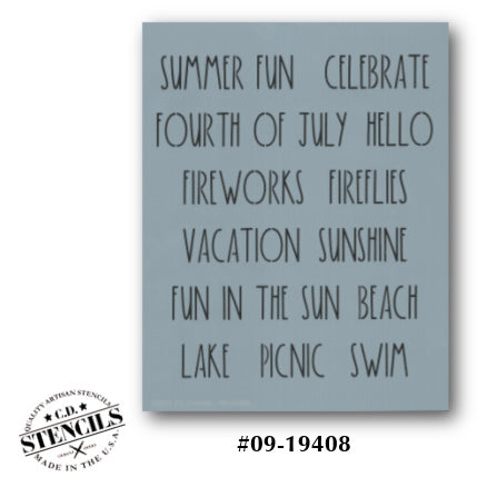 Dunn Inspired Summer Words Stencil