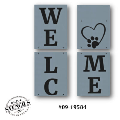 Porch Sign: Welcome Paw Stencil