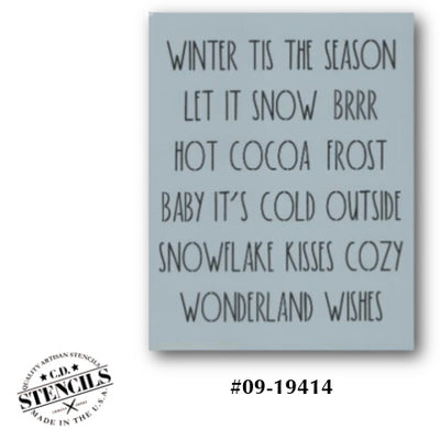 Dunn Inspired Winter Words Stencil