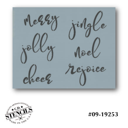 Christmas Script Words Stencil