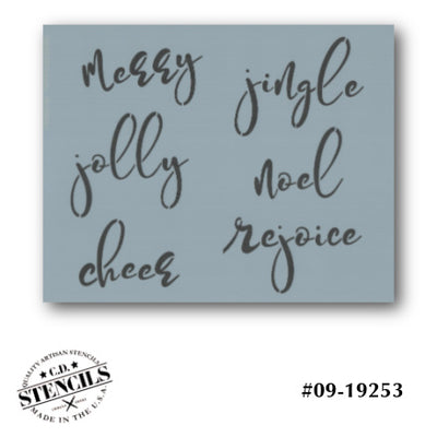 Christmas Script Words Stencil