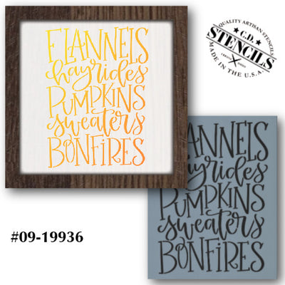 Flannels Hayrides Pumpkins Stencil