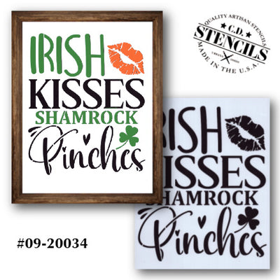 Irish Kisses Shamrock Pinches Stencil