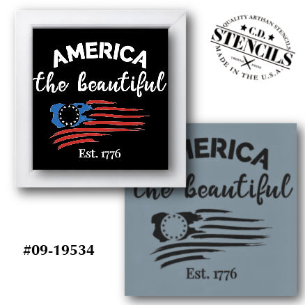 America the Beautiful Est 1776 Stencil