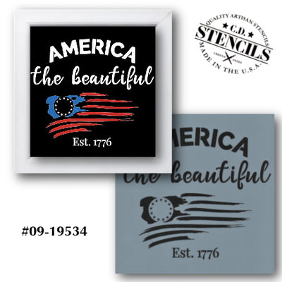 America the Beautiful Est 1776 Stencil