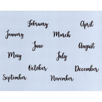 Script Months Stencil