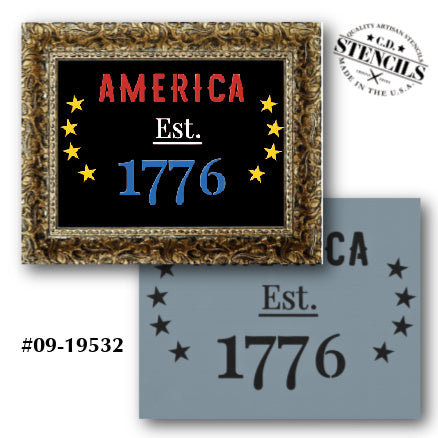 America Est 1776 Stencil