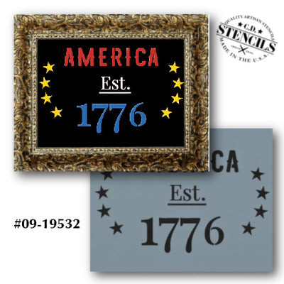 America Est 1776 Stencil
