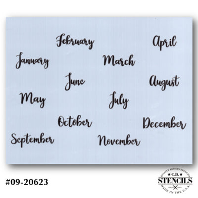 Script Months Stencil