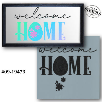 Welcome Home Floral Eggs Stencil