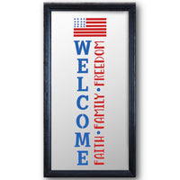 Welcome Faith Family Freedom Stencil