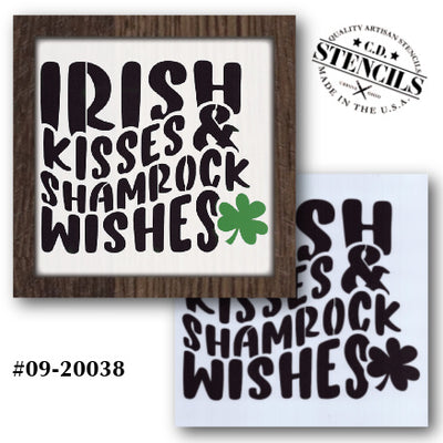 Irish Kisses Shamrock Wishes Stencil