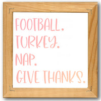 Football. Turkey. Nap. Give Thanks. Stencil
