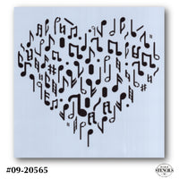 Music Heart Background Stencil