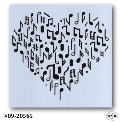 Music Heart Background Stencil