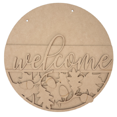 Welcome Acorn and Leaves Hanger