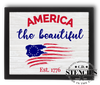 America the Beautiful Est 1776 Stencil