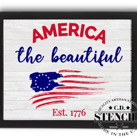 America the Beautiful Est 1776 Stencil
