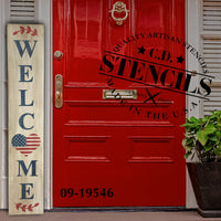 Porch Sign:  Welcome Flag Heart Stencil