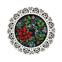 Red Poinsettia Lace Plate Pattern by Chris Haughey