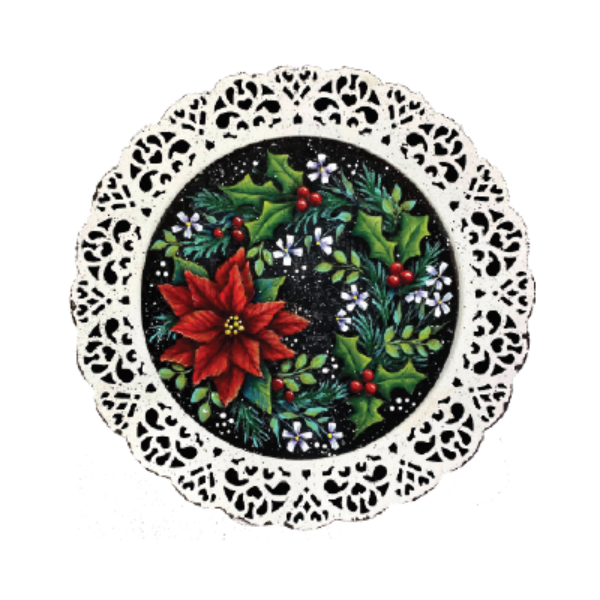 Red Poinsettia Lace Plate Pattern by Chris Haughey