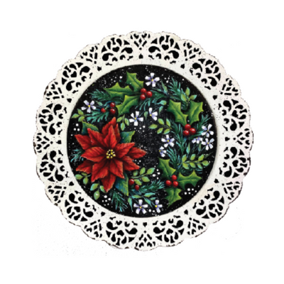 Red Poinsettia Lace Plate Pattern by Chris Haughey