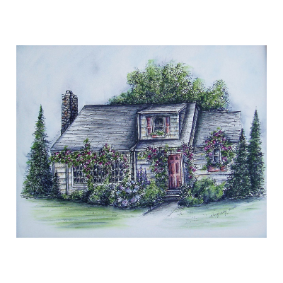 Rose Cottage (Pen and Ink) E-Pattern by Wendy Fahey