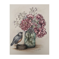 Roses and Mason Jar (Pen and Ink) E-Pattern by Wendy Fahey