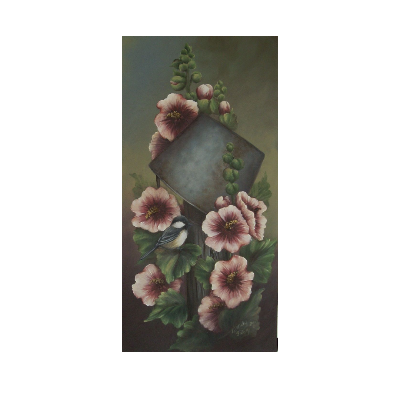Hollyhocks and Chickadee E-Pattern by Wendy Fahey