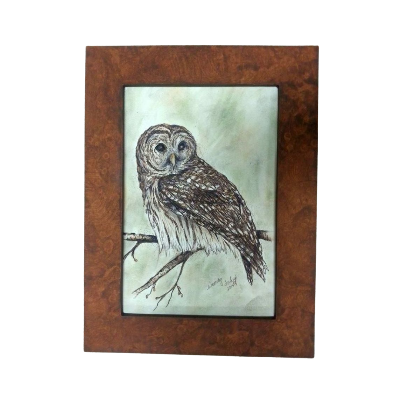 Barred Owl and Faux Wood Frame (Pen and Ink) E-Pattern by Wendy Fahey