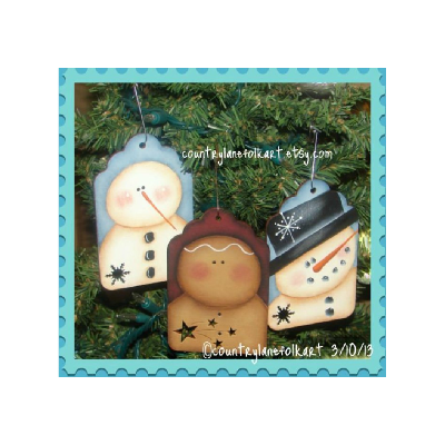 Snowman and Ginger Tag Ornaments E-Pattern