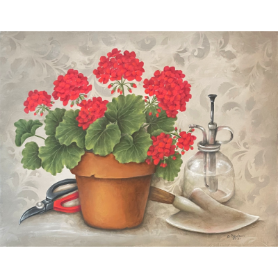 Red Geraniums E-Pattern By Donna Hodson