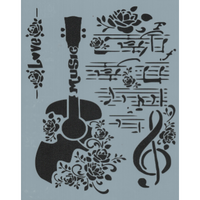 Guitar Collage Stencil