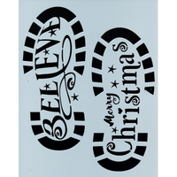 Santa Believe and Christmas Boot Prints Stencil