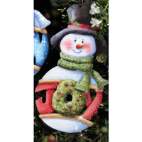 Carson "Joy" Snowman Wood Ornament