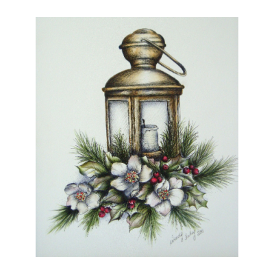 Christmas Rose Lantern (Pen and Ink) E-Pattern by Wendy Fahey