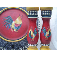 Rooster Salt & Pepper and Plate Set E-Pattern By Linda Hollander