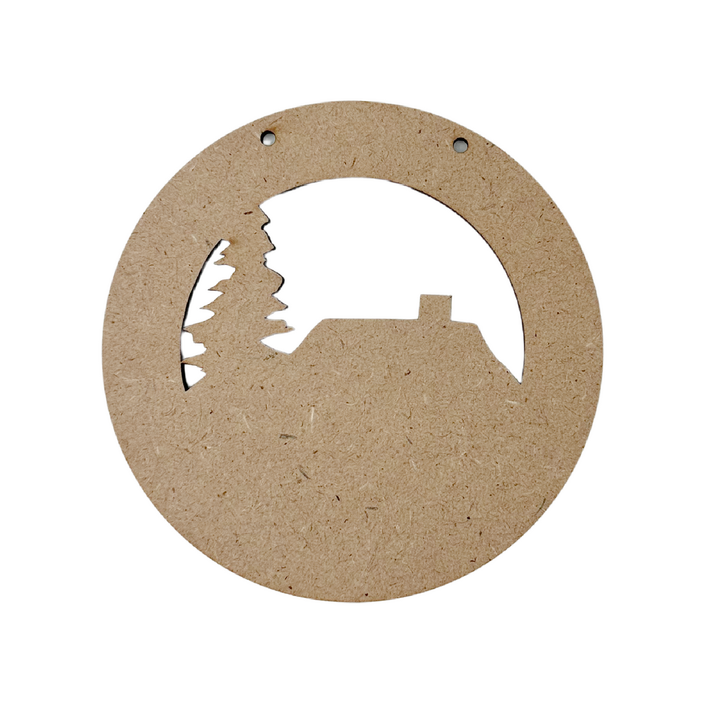 Cabin Circle Cutout Ornament